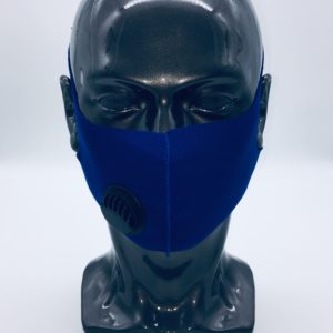 blue mask with breathing valve