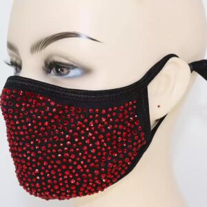 black+ red rhinestone mask