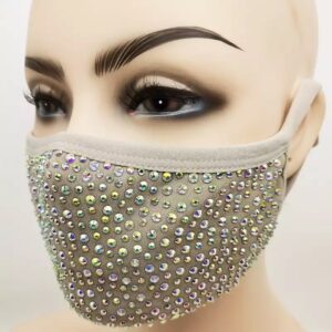 beige + AB rhinestone mask