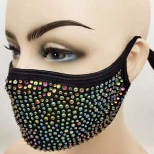 black + AB rhinestone mask