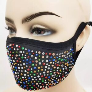 black + mix rhinestone mask