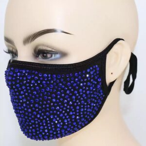 black + blue rhinestone mask