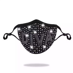 diva pattern rhinestone mask