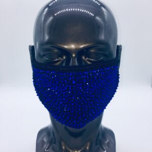 black + blue rhinestone mask