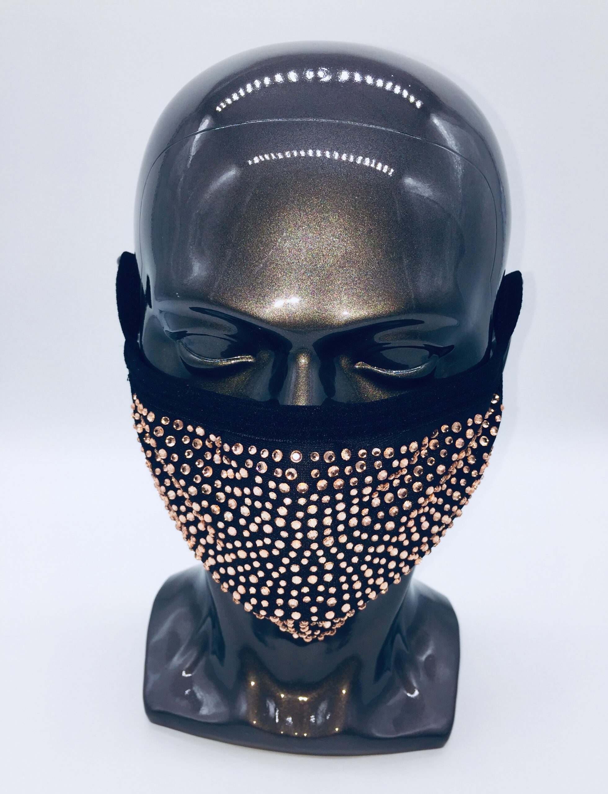 black + champagne rhinestone mask – Mask World