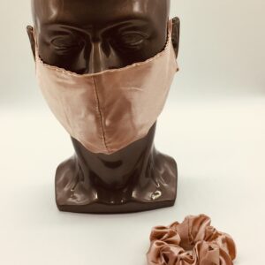 rose gold silk and scrunchie mask set