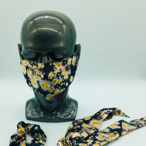 silk black floral design mask