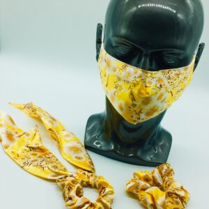 silk yellow floral design mask