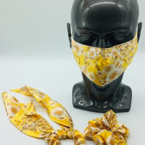 silk yellow floral design mask